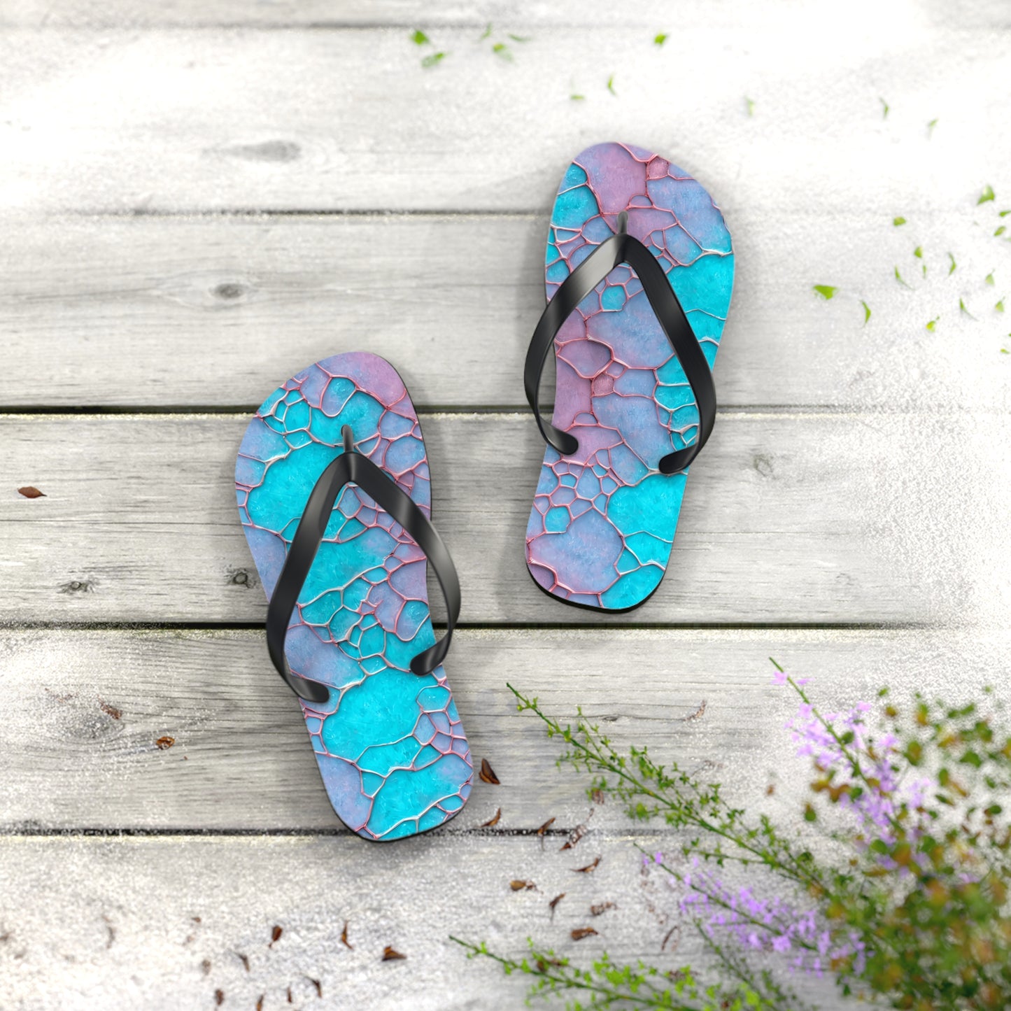 Turquoise flip flops