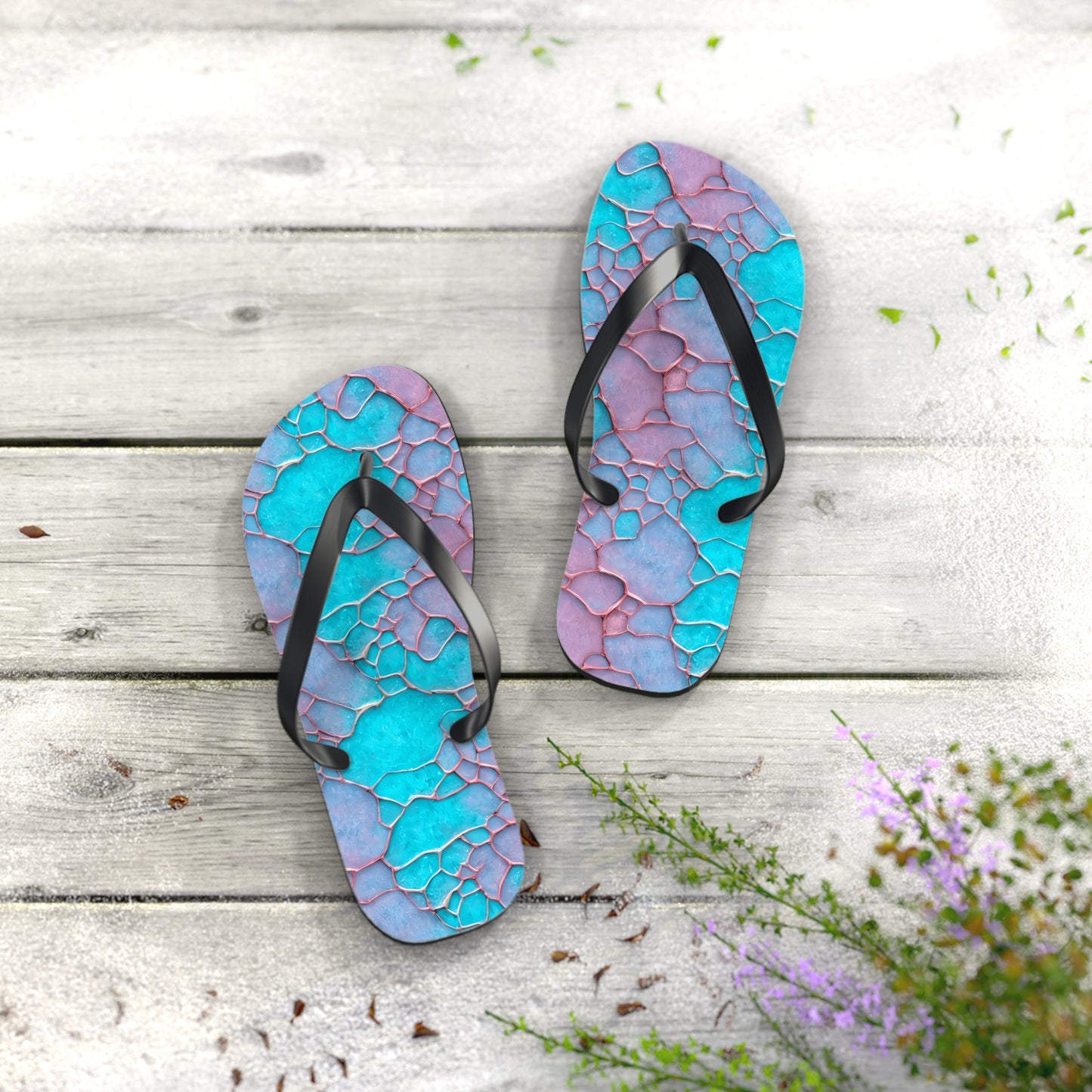 Turquoise flip flops